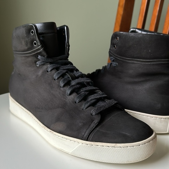 John Elliott Calfskin Leather High Top Sneakers - Picture 5 of 14
